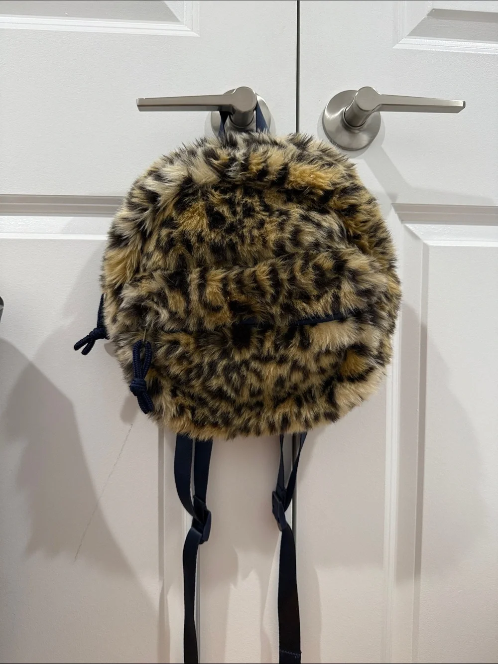 Crewcuts Faux Fur Leopard Backpack in Tan and Black